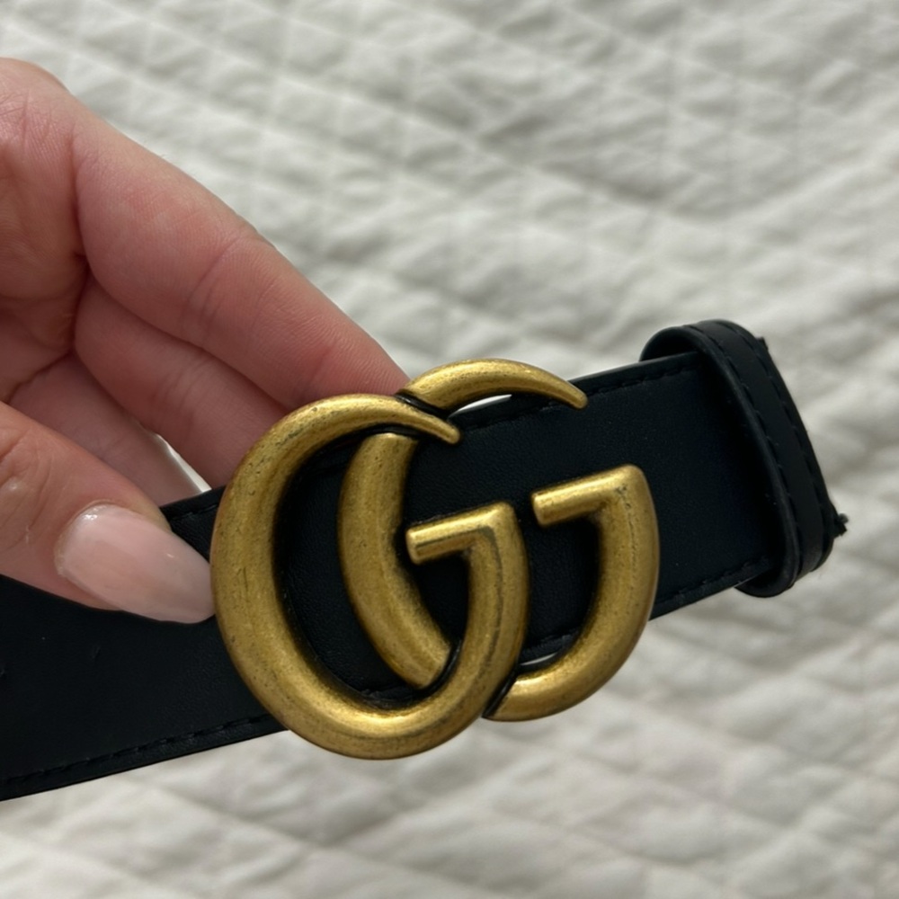 Black Belt with Gold GG Buckle